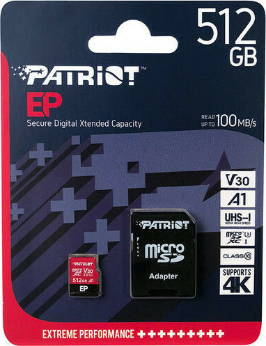 Patriot EP microSDXC 512GB U3 V30 A1 UHS-I 100MB/s
