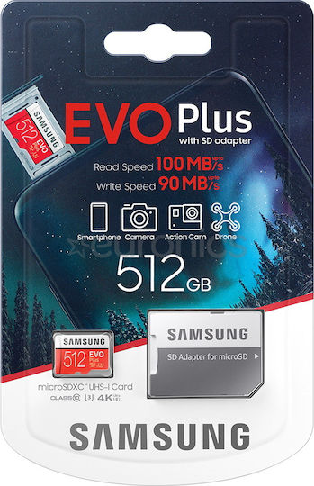 Samsung EVO Plus microSDXC 512GB Class 10 U3 UHS-I with Adapter