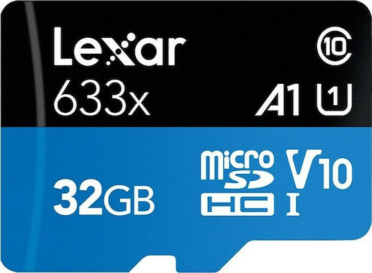 Lexar High-Performance 633x microSDHC 32GB U1 V10 A1 UHS-I 100MB/s με αντάπτορα