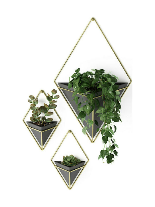 Umbra Set Wanddekorationen aus Keramik Trigg Small Black/Gold 12x6.4x19cm 2pcs
