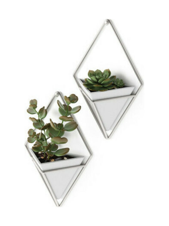 Umbra Set Wanddekorationen aus Keramik Trigg Small Λευκό/Νίκελ Ματ 12x6.4x19cm 2pcs