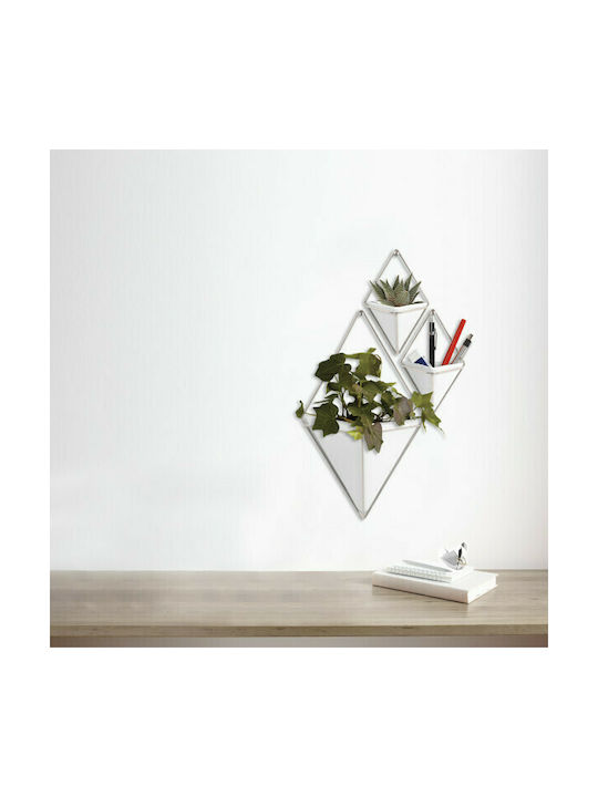 Umbra Set Wanddekorationen aus Keramik Trigg Small Λευκό/Νίκελ Ματ 12x6.4x19cm 2pcs