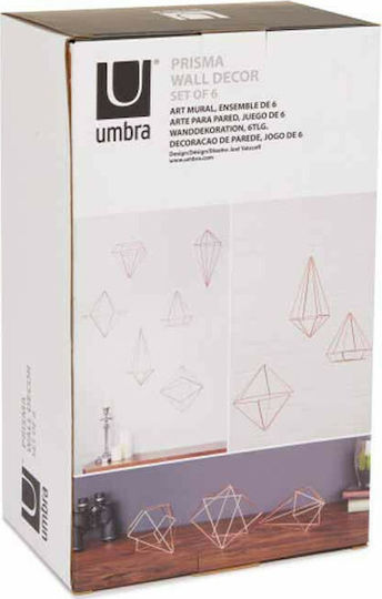 Umbra 3D Wall Decor Geometric Shapes Copper Made of Metal 6 Pieces