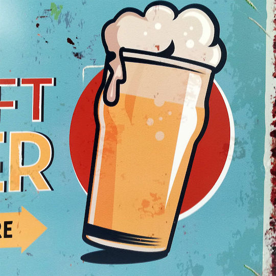 SP Souliotis Декоративна Табела Craft Beer Ръчно Изработена от Метал 25x33см