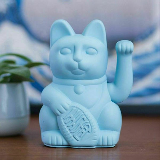 Donkey Decorative Cat made of Plastic Lucky Cat Maneki Neko in Blue 10.5x8.5x15cm 1pcs