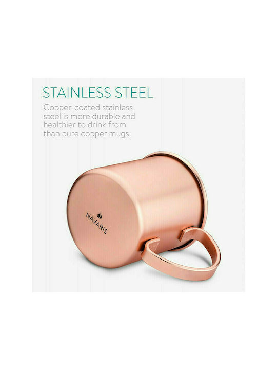 Navaris Moscow Mule Set of Glasses Cocktail/Drinking made of Stainless Steel Pink 475ml 4pcs