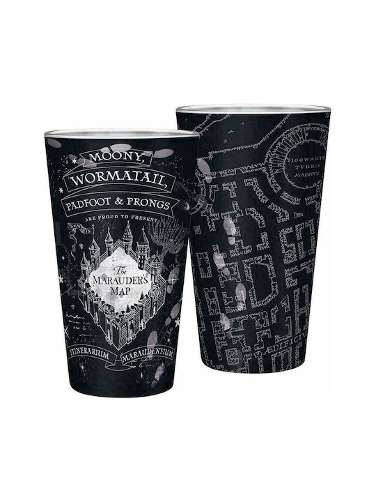Abysse Harry Potter - Marauder's Map Ποτήρι από Γυαλί σε Μαύρο Χρώμα 400ml