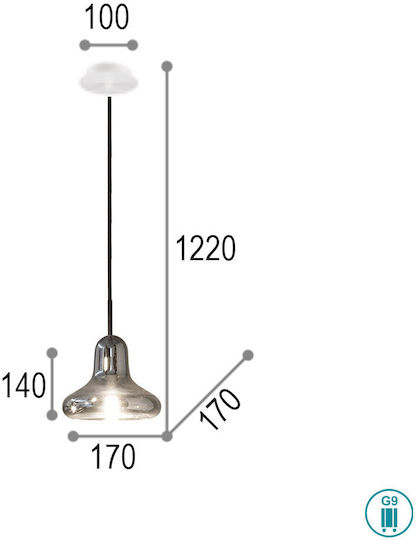 Ideal Lux Lido-1 SP1 Висящо Осветително Тяло Сив с Цокъл G9 17x20см.