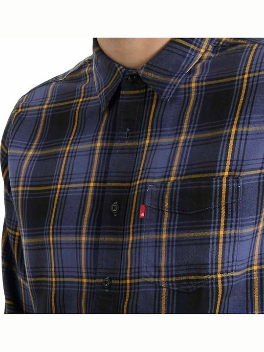 Sunset 1 Pocket Long-sleeved Cotton Shirt Checked Purple