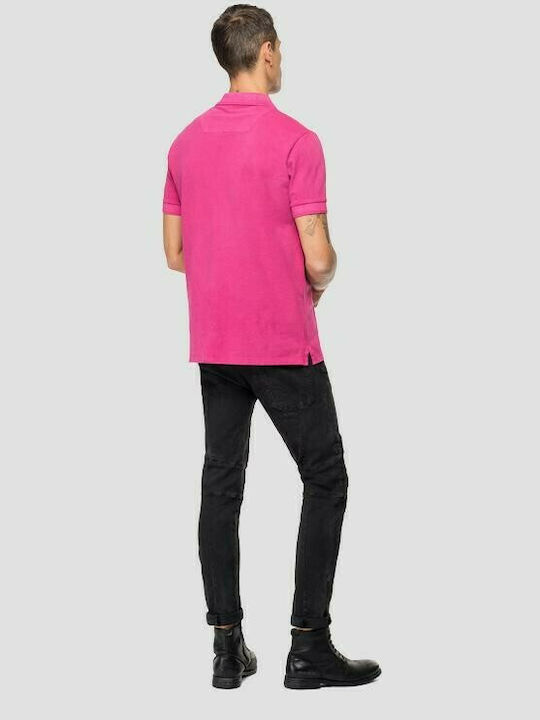 Replay Bluza Bărbătească cu Mânecă Scurtă Polo Fuchsia