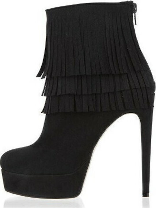 Wildleder Stiefeletten Damen Schwarz