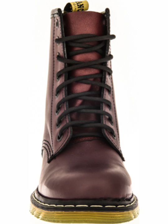 Leather Women's Ankle Boots Burgundy
