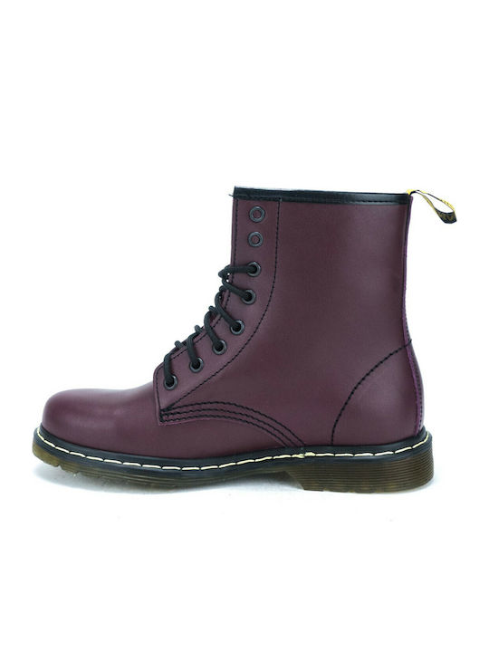 Leather Women's Ankle Boots Burgundy