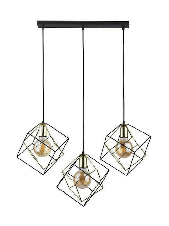 TK Lighting Alambre Pendant Light Three-Light Rail for Socket E27 Black