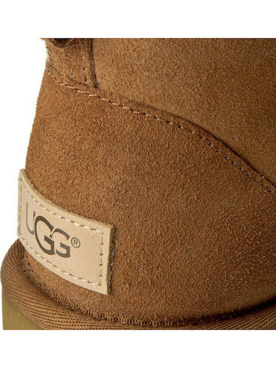 Ugg Australia Classic Mini II Велурени Дамски Ботуши с Козина Кестеняви