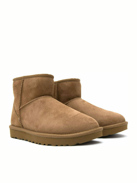 Ugg Australia Classic Mini II Велурени Дамски Ботуши с Козина Кестеняви