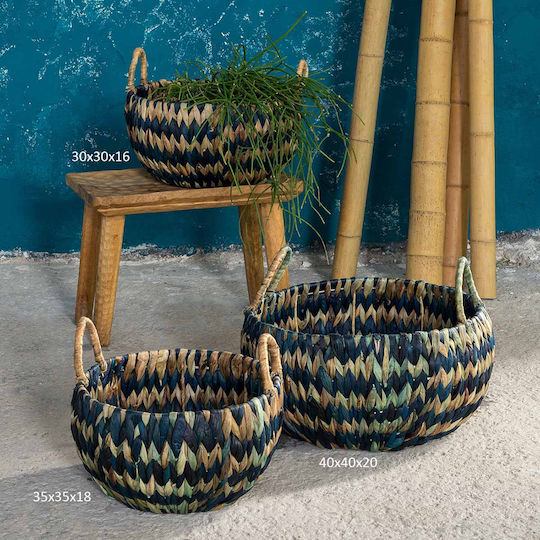 Nima Saira Decorative Basket Wicker with Handles Blue 40x40x20cm