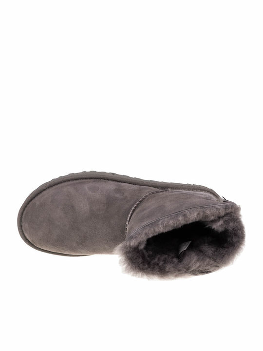 Mini Bailey Bow II Suede Women's Ankle Boots with Fur Gray
