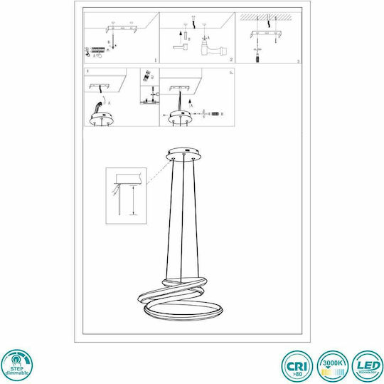 Wofi Tess Pendant Light White 41cm