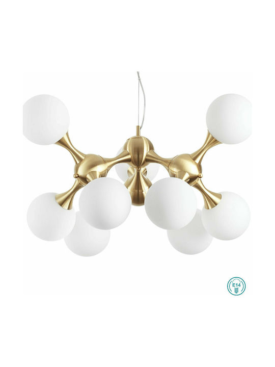 Ideal Lux Knots Satin Brass Pendant Light Gold for 9 Bulbs E14, E.14 80x53x40cm