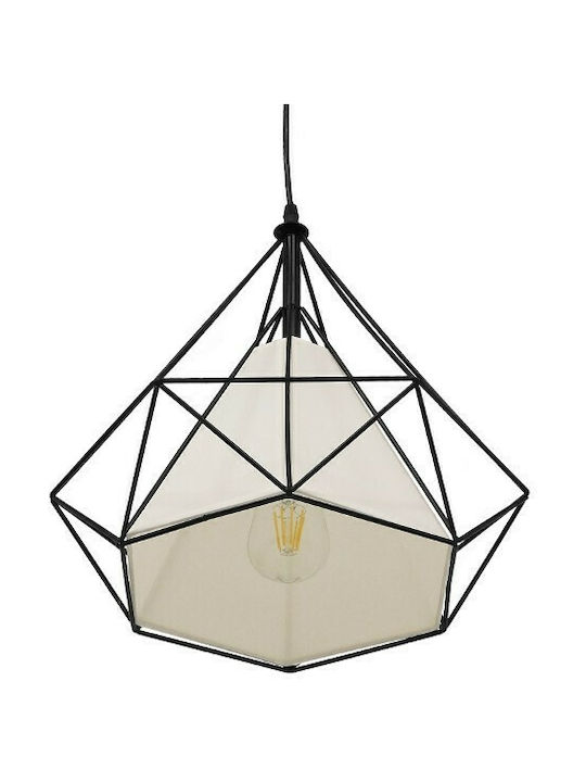 GloboStar Kairi Hängelampe Schwarz Raster mit Fassung E27 38x39cm.
