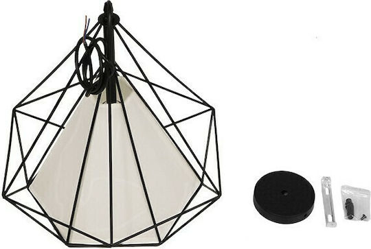 GloboStar Kairi Hängelampe Schwarz Raster mit Fassung E27 38x39cm.