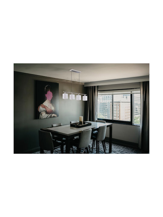 Trio Lighting Tommy Κρεμαστό Φωτιστικό Λευκό Ράγα για 4 Λαμπτήρες E14 75εκ.