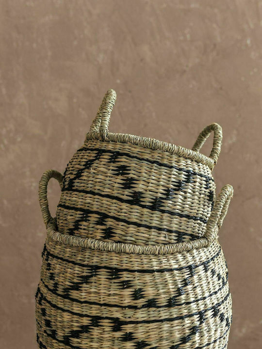 Nima Samira Coș decorativ Din paie cu mânere Beige 28x28x27buc