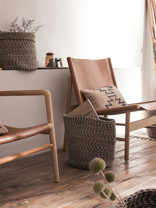 Gofis Home Hazel Διακοσμητικό Καλάθι Ψάθινο Καφέ 33x33x35εκ.