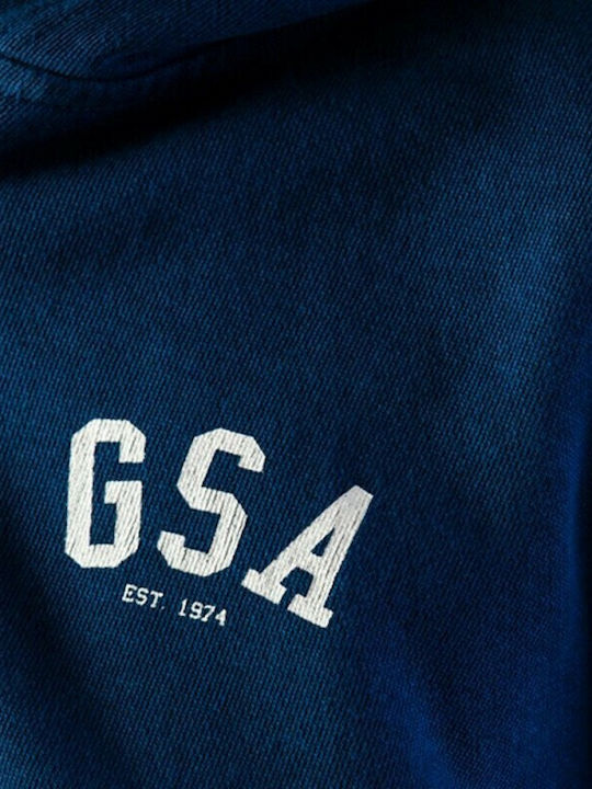 Glory 37-28002 Gekürzte Damen Sweatshirt Strickjacke mit Kapuze Blau