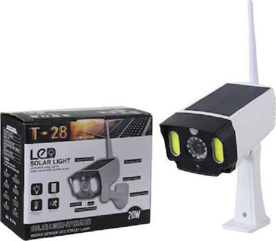 T-28 Solar Dummy Surveillance Bullet Camera with LED Lighting White