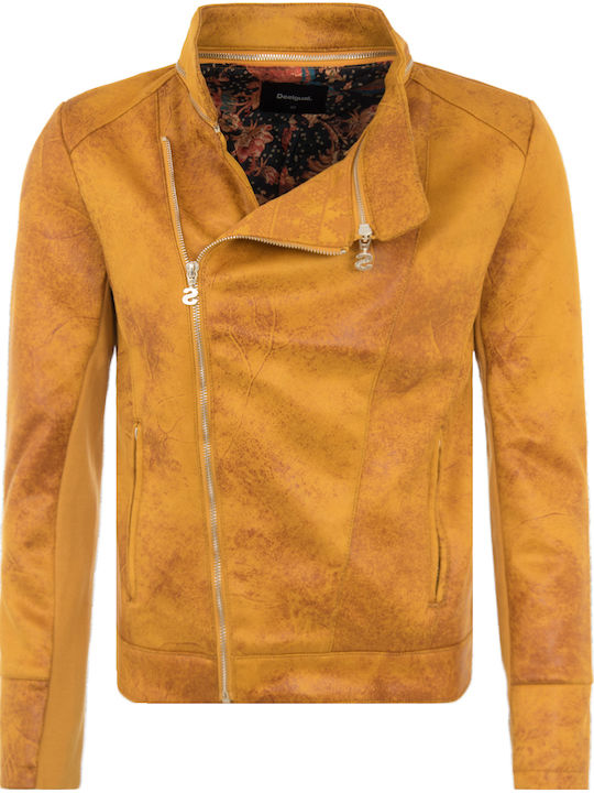 Merlin Γυναικείο Suede Biker Jacket Κίτρινο