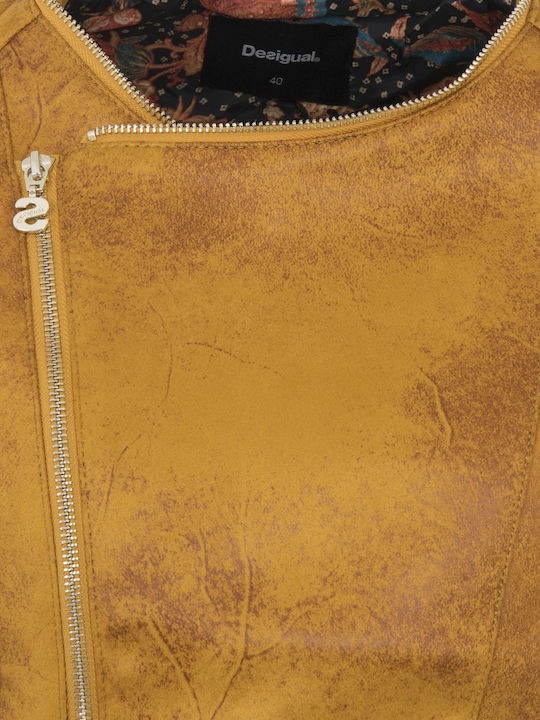 Merlin Γυναικείο Suede Biker Jacket Κίτρινο