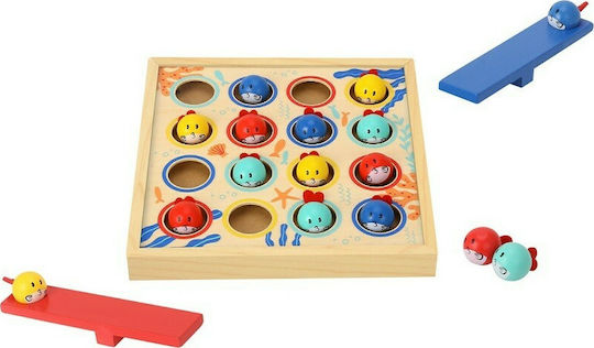 Tooky Toys Wooden Fishing Game Wooden Tabletop Flying Fish for 3+ Years
