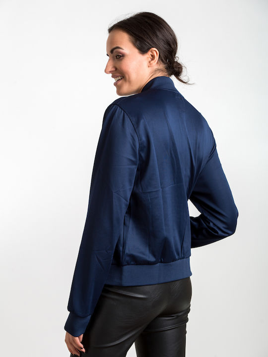 Kurzärmlige Damen-Sportliche Strickjacke Marineblau