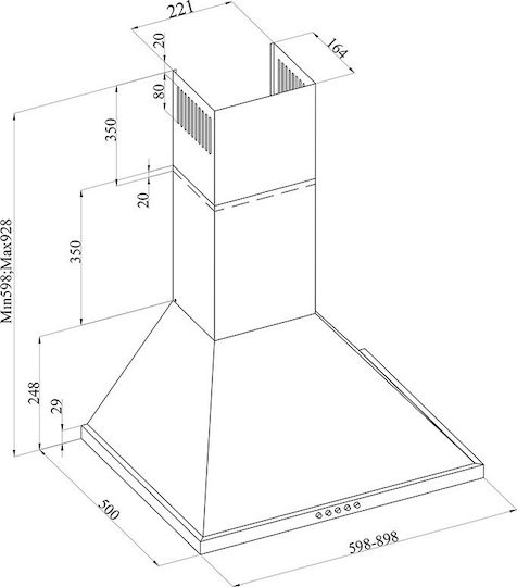 Davoline KOS HPC Chimney Vent Hood 60cm Inox