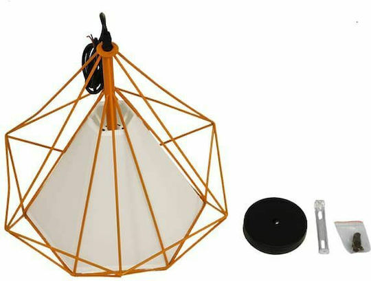 GloboStar Kairi Hängelampe Orange Raster mit Fassung E27 38x38x39cm.
