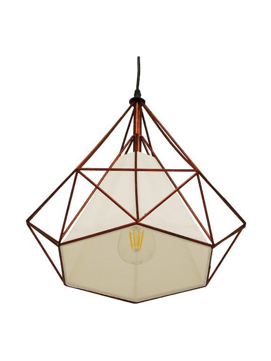 GloboStar Kairi Pendant Light Brown Grid with Socket E27 38x38x39cm
