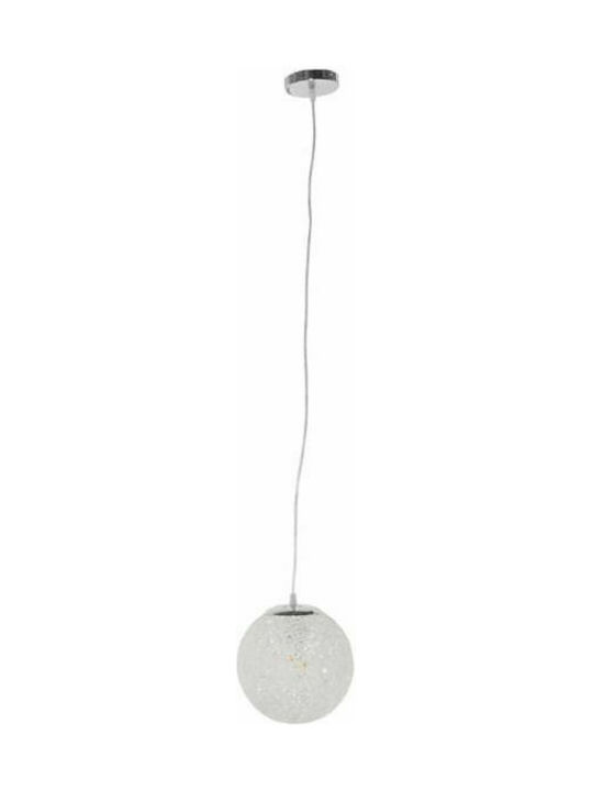 GloboStar Rattan Pendant Light White with Socket E27 22x22x20cm