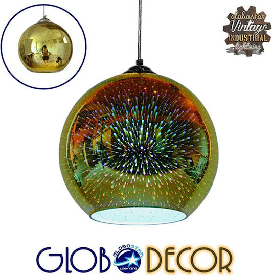 GloboStar Saturn Κρεμαστό Φωτιστικό Χρυσό με Ντουί E27 25x22εκ.