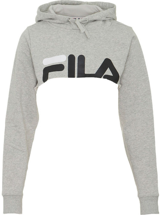 Nelia Cropped Women's Sweatshirt Hooded Gray