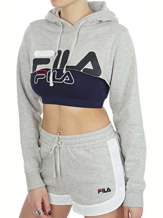 Nelia Cropped Women's Sweatshirt Hooded Gray