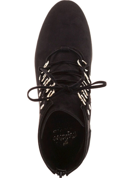 Leder Stiefeletten Damen Schwarz