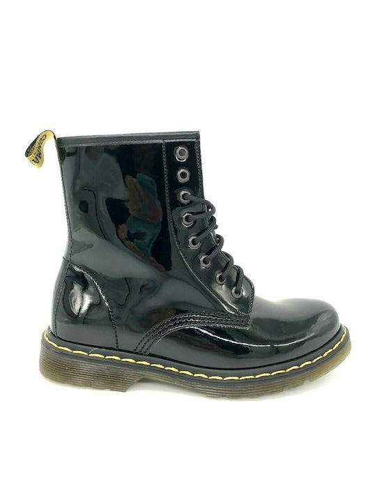 Women's Patent Leather Ankle Boots Black