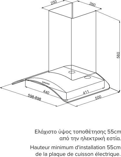Karag Șemineu Hotă 90cm Inox