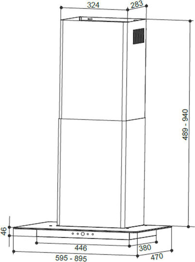 Faber TGL X A60 2LS Chimney Vent Hood 60cm Inox