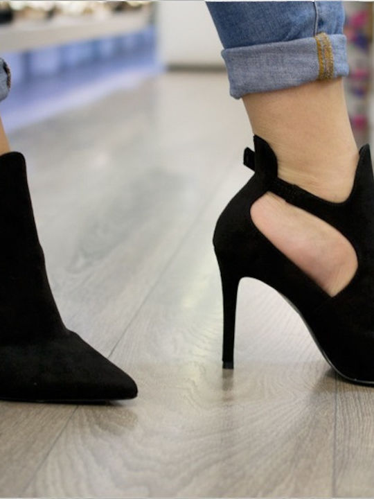 Jessica 920 Suede Γυναικεία Μποτάκια με Ψηλό Τακούνι Μαύρα
