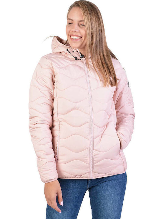Kurz Damen Puffer Jacke für Winter Rosa