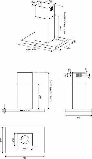 Bertazzoni KTI90PRO1XA Kamin-Dunstabzug 90cm Inox