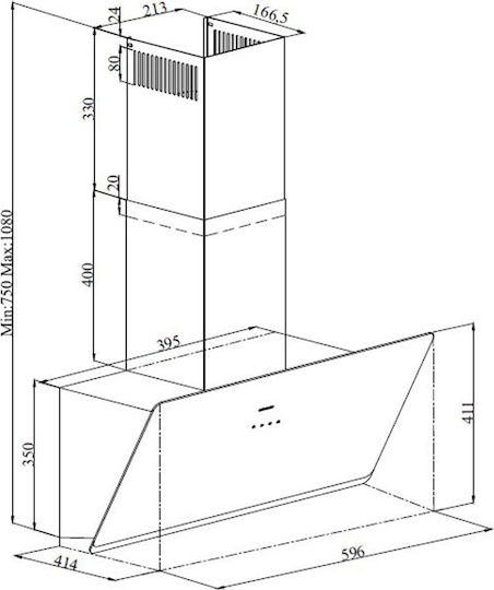 Davoline Shape Chimney Vent Hood 60cm White